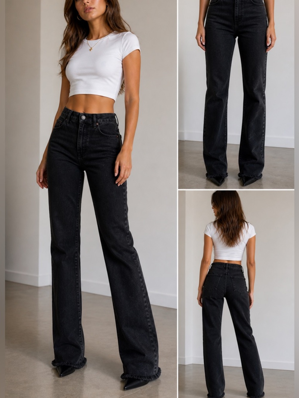 Zara Black High-Rise Wide Leg Jeans